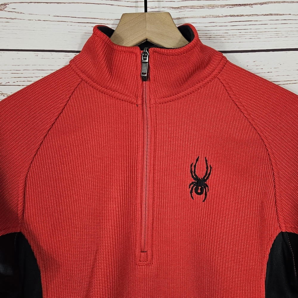 Spyder | Men's Outbound Red / Black Half Zip Fleece Jacket - Picture 3 of 5